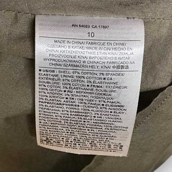 Banana Republic Layered Poplin Fit and Flare Dress Green Brown Women’s Size 10 - Picture 9 of 11